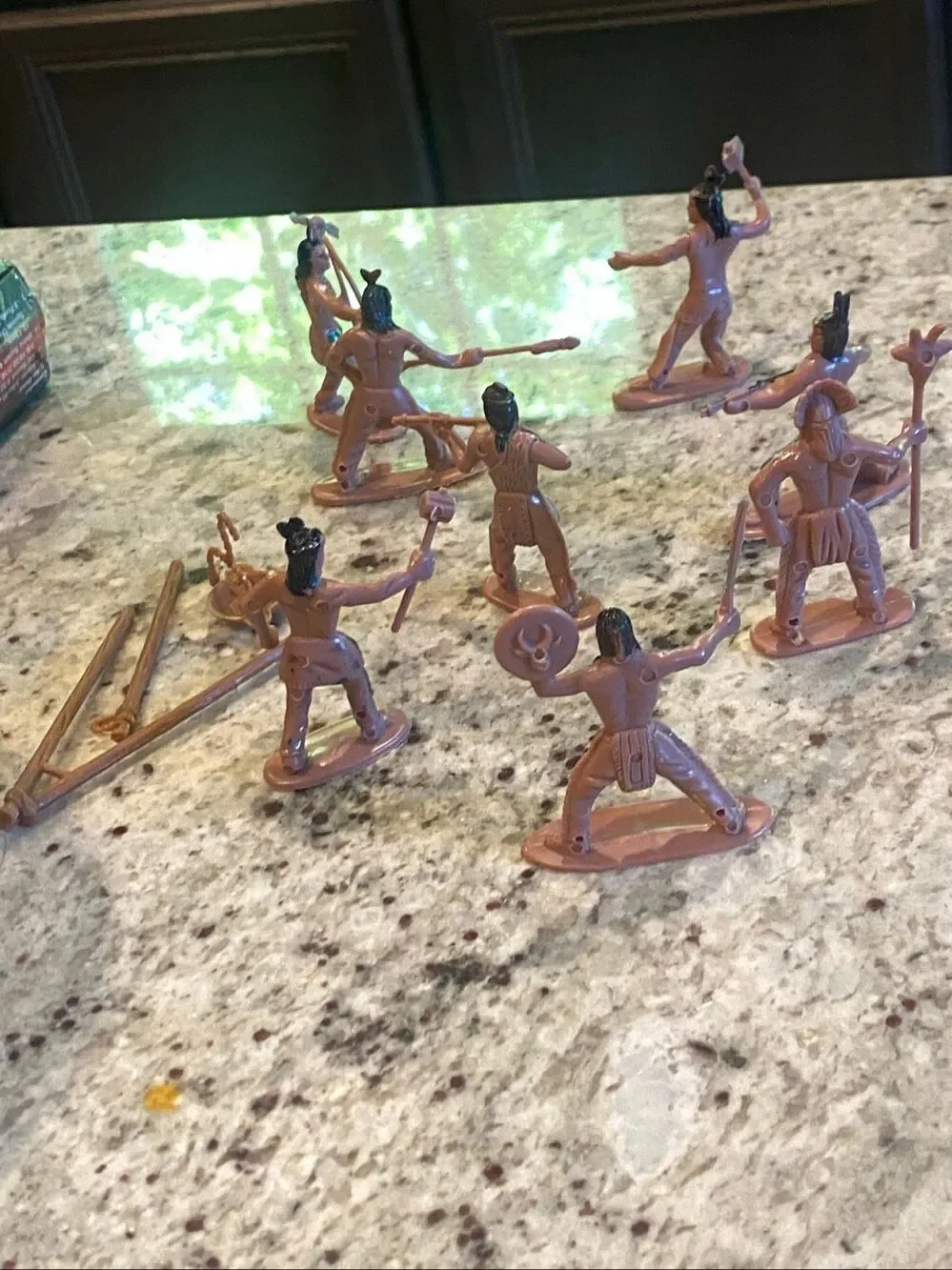 Plastic Native American Indian Warrior Toy Figures Lot of 8 Accessories